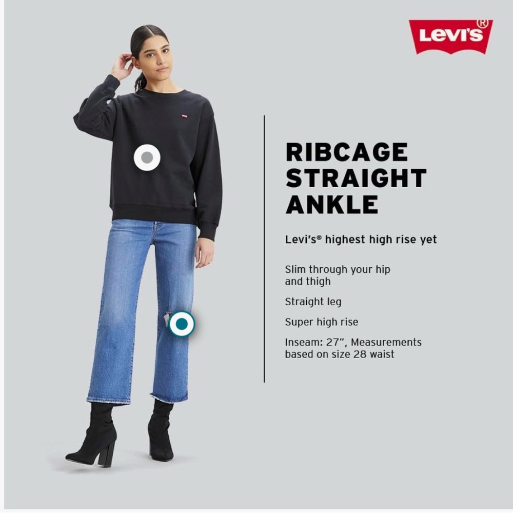 Levi’s Ribcage Straight ankle jeans sz 30